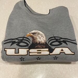 USA Bald Eagle‎ Embroidered Crewneck Sweatshirt Mens Size Large Patriotic